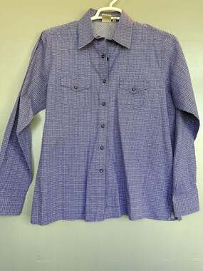 Rockies Western Shirt XL Purple Geometric Long Sleeve Pearl Snap Cotton